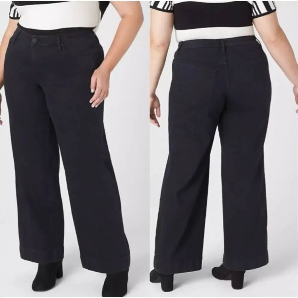Lane Bryant Mid-Rise Signature Fit Wide Leg Gray Jeans Flex Magic Waistband 20